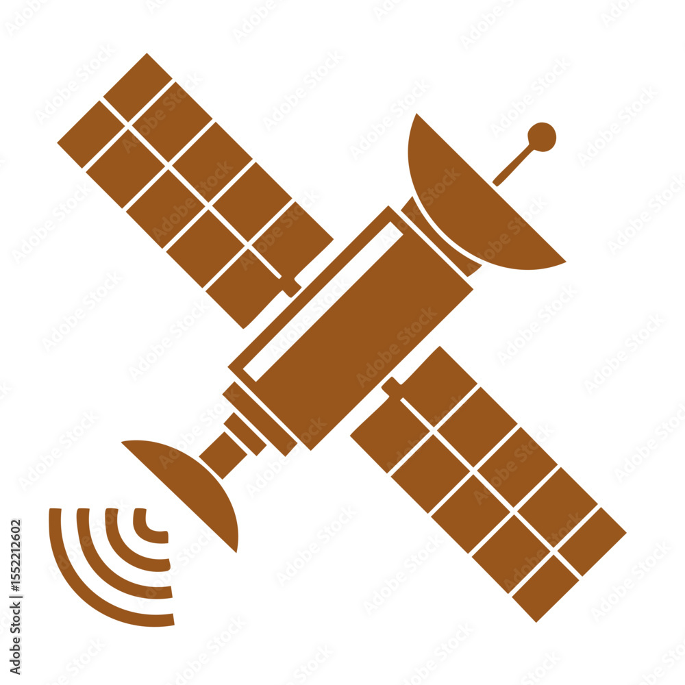 Poster satellite orbiting earth for communication purposes in space exploration of the universe using moder