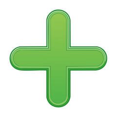 Fototapeta premium Green Plus Sign Isolated on Black Background, Addition Symbol with Rounded Edge