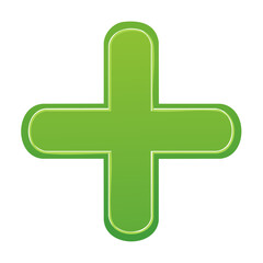 Fototapeta premium Bright Green Plus Sign Illustration with Rounded Edges on a Black Background