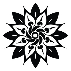 Obraz premium Elegant Black and White Floral Mandala Design Perfect for Tattoos, Invitations, and More