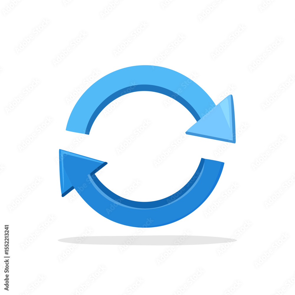Poster refreshing blue circular arrows representing cycle process update and continuous movement for web an