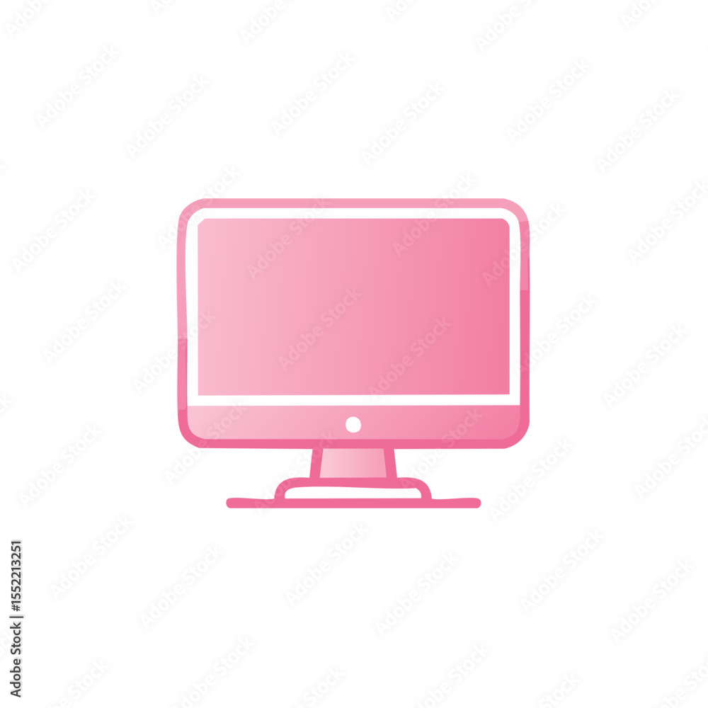 Leinwandbilder Pink Computer Monitor Icon on Black Background Simple Flat Vector Design Isolated Technology Display Screen Desktop Modern Design