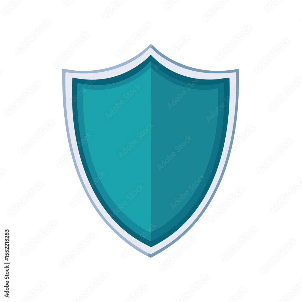 Poster teal shield emblem icon for security or protection concepts isolated on black background symbol desi