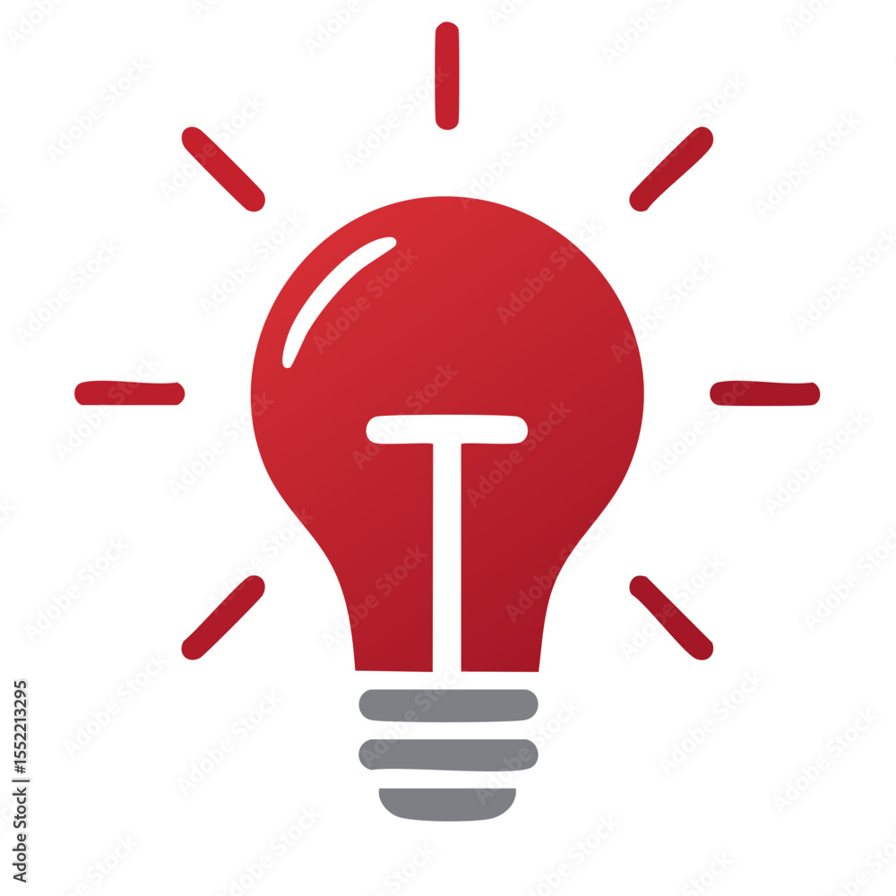 Poster red light bulb symbolizing idea innovation and solution on a black background