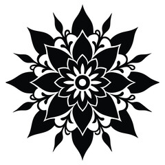 Elegant Black and White Mandala Design Intricate Floral Pattern for Art, Tattoo, and Decor
