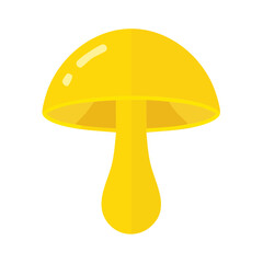 Isolated yellow mushroom illustration on black background bright and simple design for educational material or nature theme projects