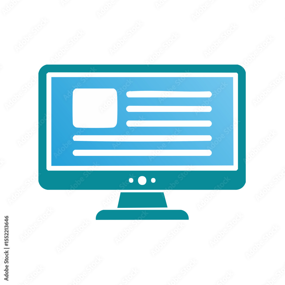 Leinwandbilder Computer Screen Displaying Website Interface Flat Vector Illustration for Tech Presentations and Web Design Concepts