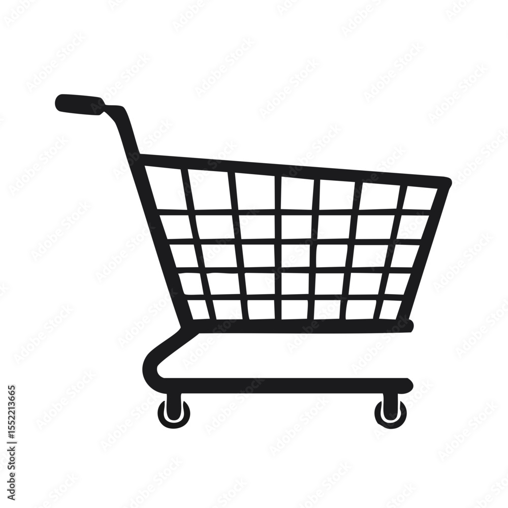 Poster isolated outline of an empty shopping cart on a dark background for commerce and business themes
