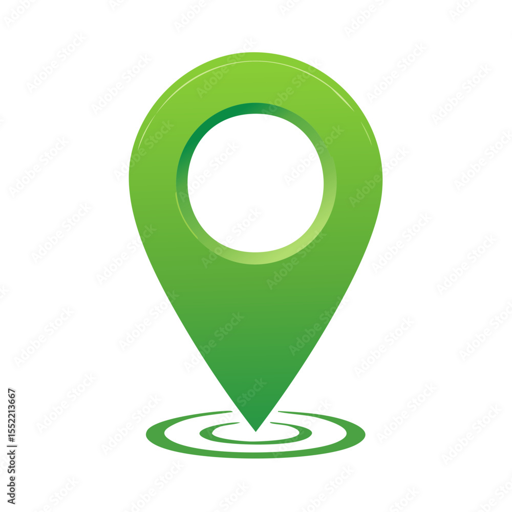 Aufkleber green location pin icon with ripple effect for maps and navigation services design