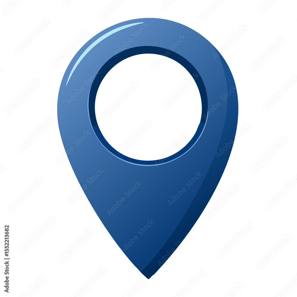 Poster blue map pointer on a black background, navigation and location marker