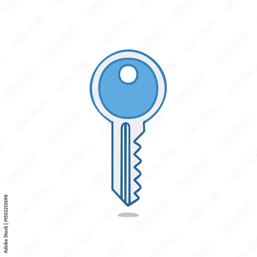 Poster modern blue key icon on black background securing access and unlocking privacy represented with simp