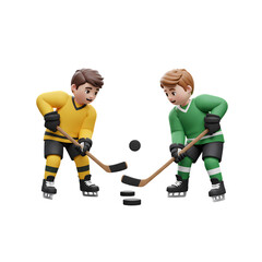 Youth Hockey FaceOff isolated on transparent bacckground