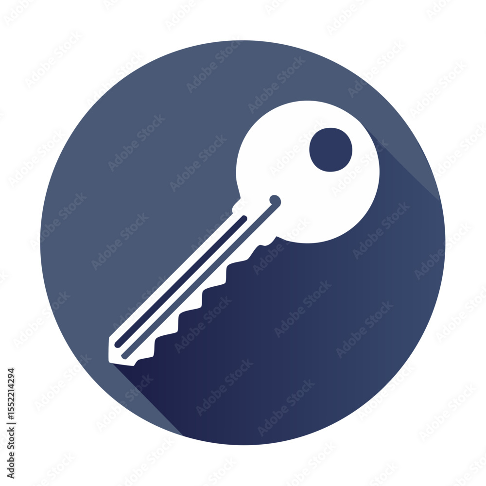 Poster house key illustration in circle shape concept for security access or opening door graphic design el