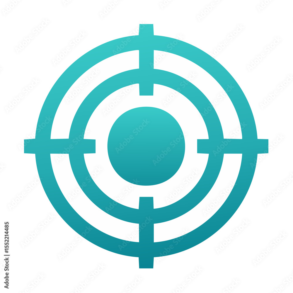 Poster modern teal and white target icon for precision targeting and focus concepts