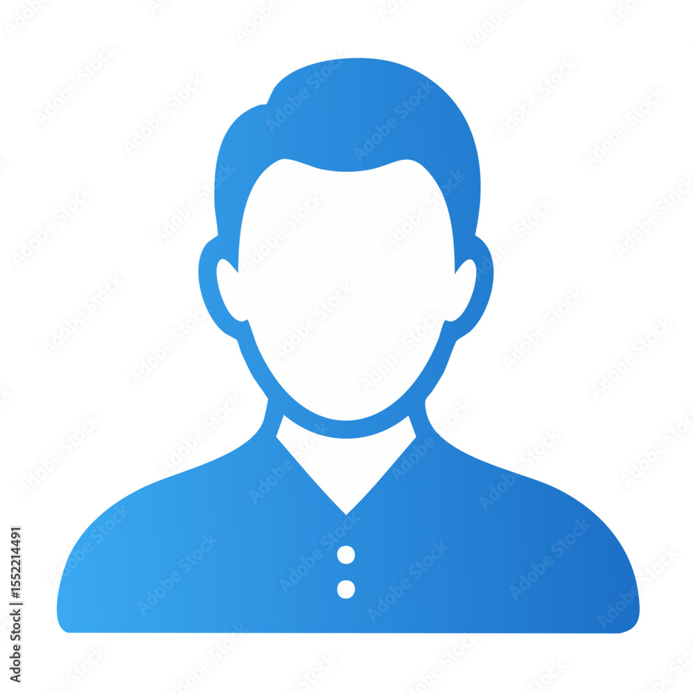 Poster generic man profile icon avatar in blue gradient color. simple faceless person graphic for user inte