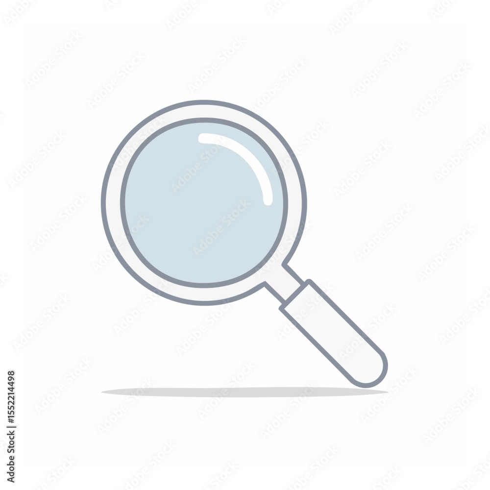 Poster magnifying glass icon research or search concept line art style visual tool investigation process an