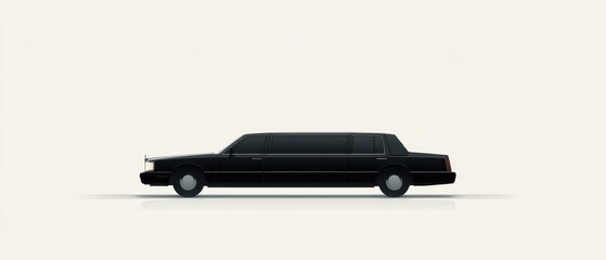 Minimalist Rendering of a Long Black Limousine with Smooth Lines