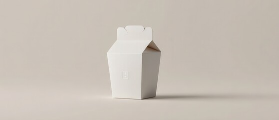 Minimalist White Takeout Container on Neutral Background