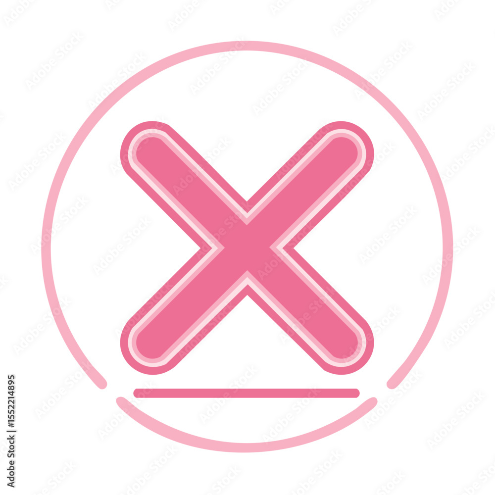 Poster pink x mark icon in circle vector illustration graphic design for error cancel or delete concept cut