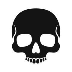 Dark skull silhouette on black background, spooky horror concept for Halloween design.