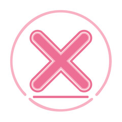 Obraz premium Pink x mark icon in circle vector illustration graphic design for error cancel or delete concept cute and simple style on dark background