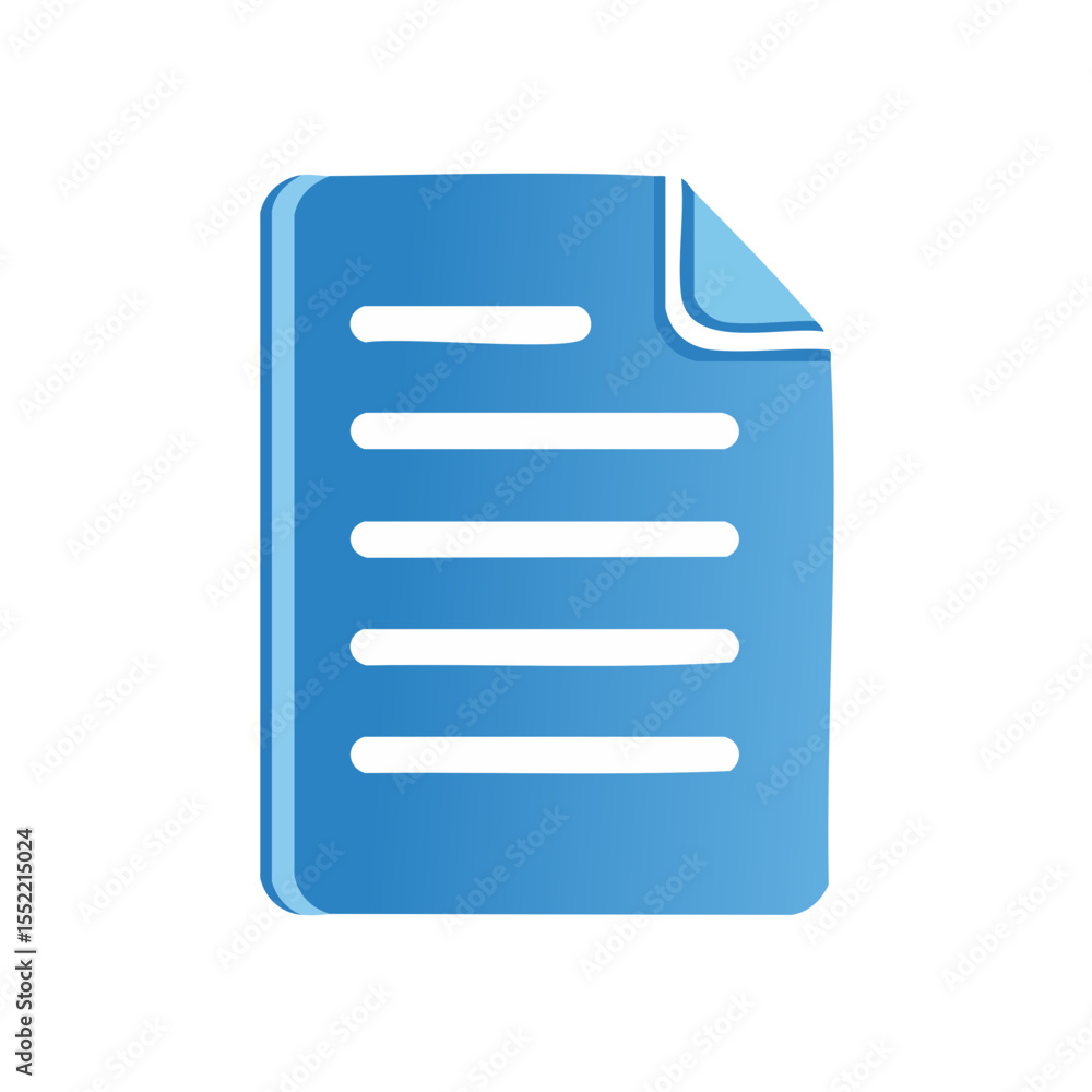 Poster document icon with text lines in blue a file concept for paper information data and business files w
