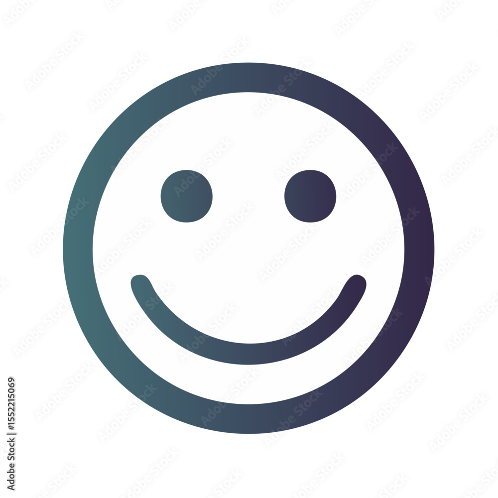 Poster smiling face icon with gradient circle frame expressing happiness and positive emotion