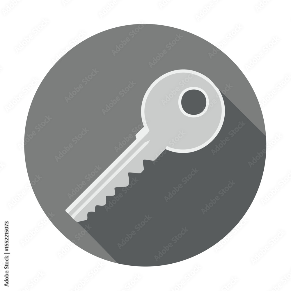 Poster modern flat design key icon with long shadow simple access protection security illustration gray bac