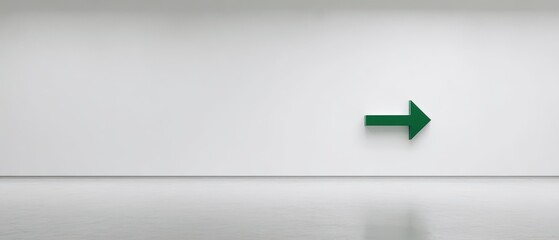 Minimalist Green Arrow on Clean Wall for Directional Follow-Up
