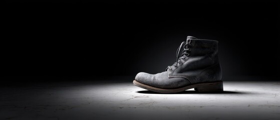 Minimalist Lone Worn Boot Emphasizing Hourly Wage Worker Struggles