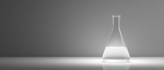 Minimalist Lab Scene with Erlenmeyer Flask Filled with Liquid