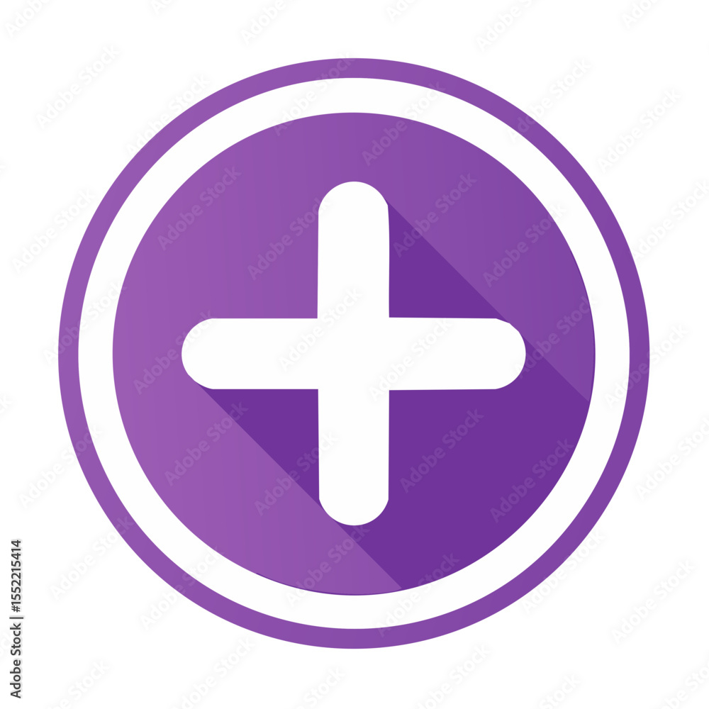 Poster simple purple add sign icon symbol white plus button in circle ui design addition sign flat style