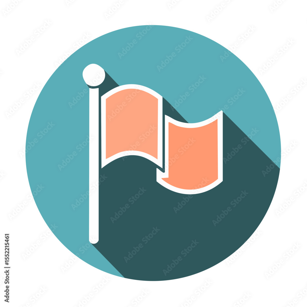 Poster simple peach color flag with teal background perfect for app or website icons or symbols with rounde
