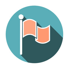 Simple peach color flag with teal background perfect for app or website icons or symbols with rounded edge and long shadow design