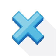 Obraz premium Isometric Cross Symbol in Blue. A Simple 3D Shape for Design Mockups and Abstract Backgrounds. Isolated On Black Background