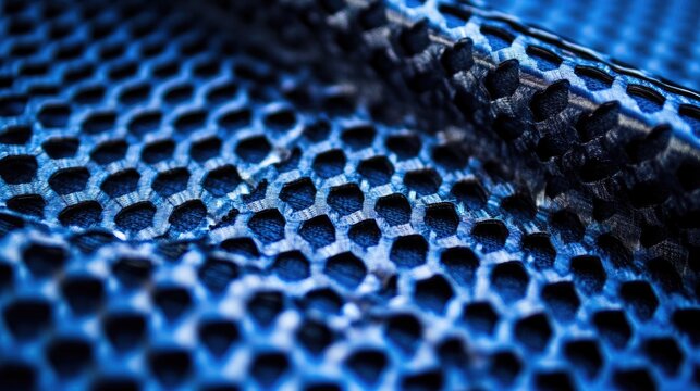 Close-up view of a patterned blue textile.