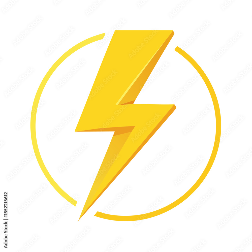 Aufkleber vibrant yellow lightning bolt icon with circular outline symbolizing energy and power on black backg