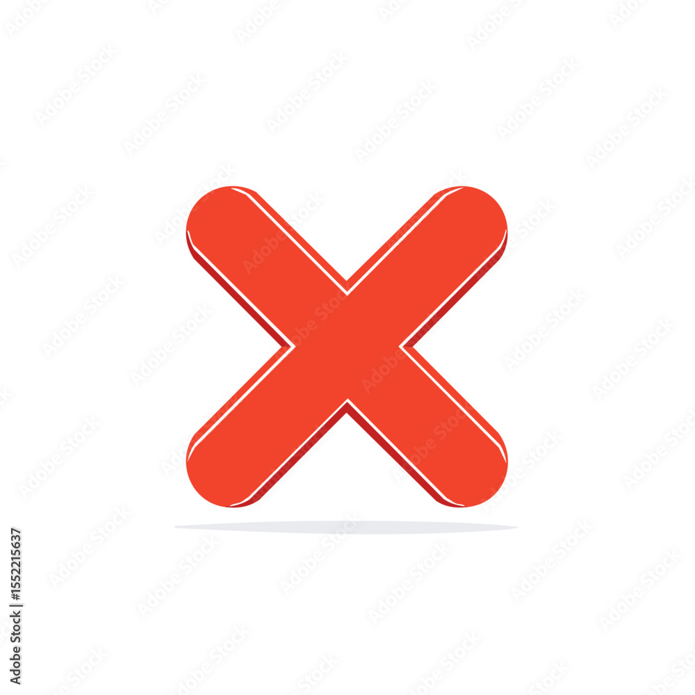 Aufkleber red cross icon illustration on black background symbolizing error and negative choice with shadow ef
