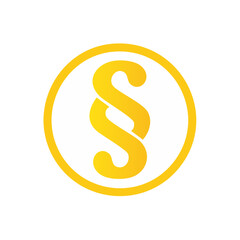 Naklejka premium Law and legal concept illustration paragraph symbol on white circle with yellow and gold gradient