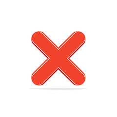 Obraz premium Red Cross Icon Illustration on Black Background Symbolizing Error and Negative Choice with Shadow Effect