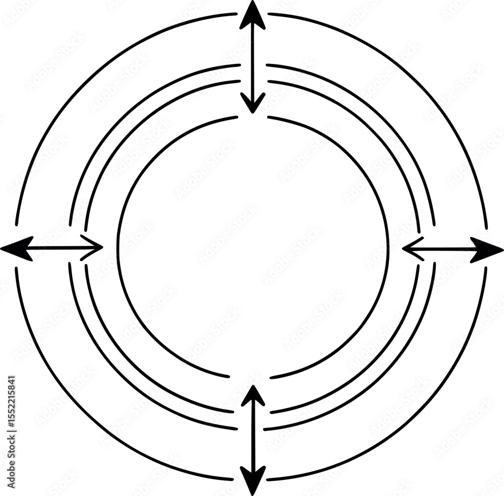 Poster circular process infographic outline. vector cycle with arrows and four parts.