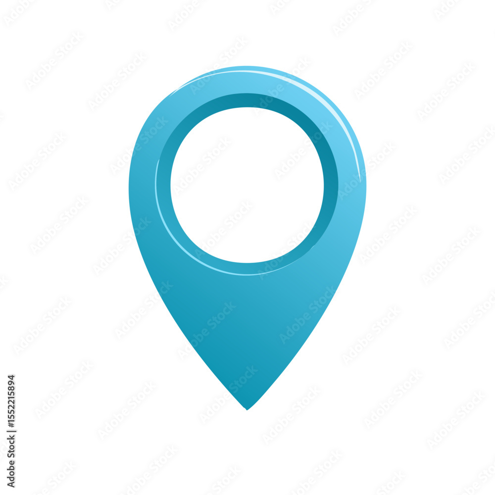 Poster teal location pin icon on black backdrop illustrating gps navigation and mapping tools