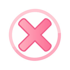 Obraz premium Rejecting Pink Cross in Round Circle Vector Illustration for Cancellations and Negative Choices