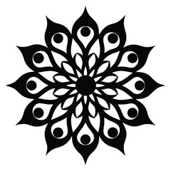 Elegant Black Mandala Design Intricate Floral Pattern for Art, Decor, and Spiritual Practices