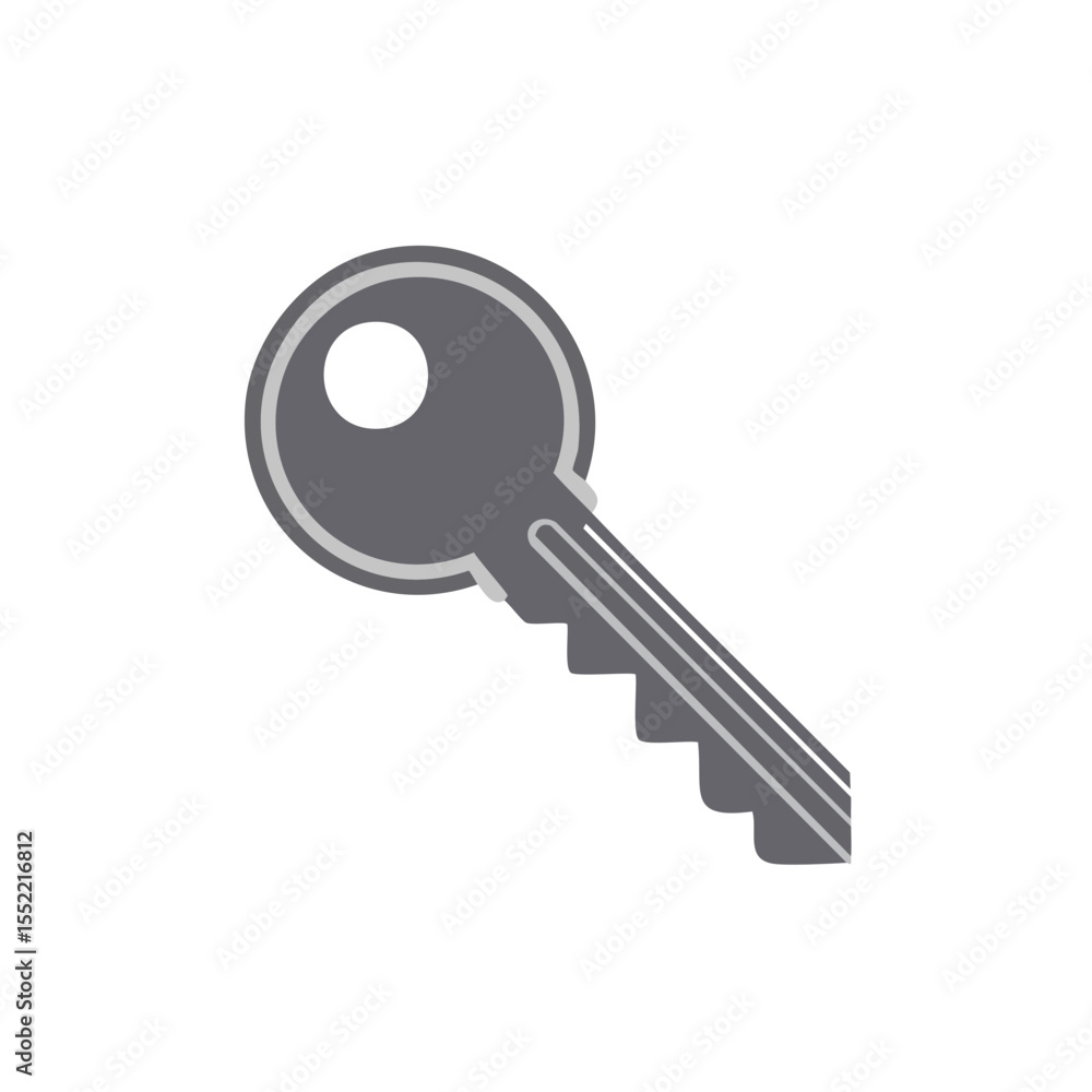 Poster single gray key illustration on black background access security unlocking digital art simple design