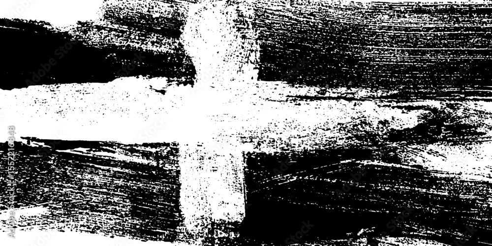 Poster bold cross design with seamless dry brush texture for artistic overlay