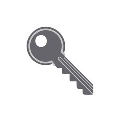 Single Gray Key Illustration on Black Background Access Security Unlocking Digital Art Simple Design Opening Doors