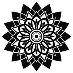 Elegant Black and White Mandala Design Intricate Floral Pattern for Art, Decor, and Spiritual Inspiration