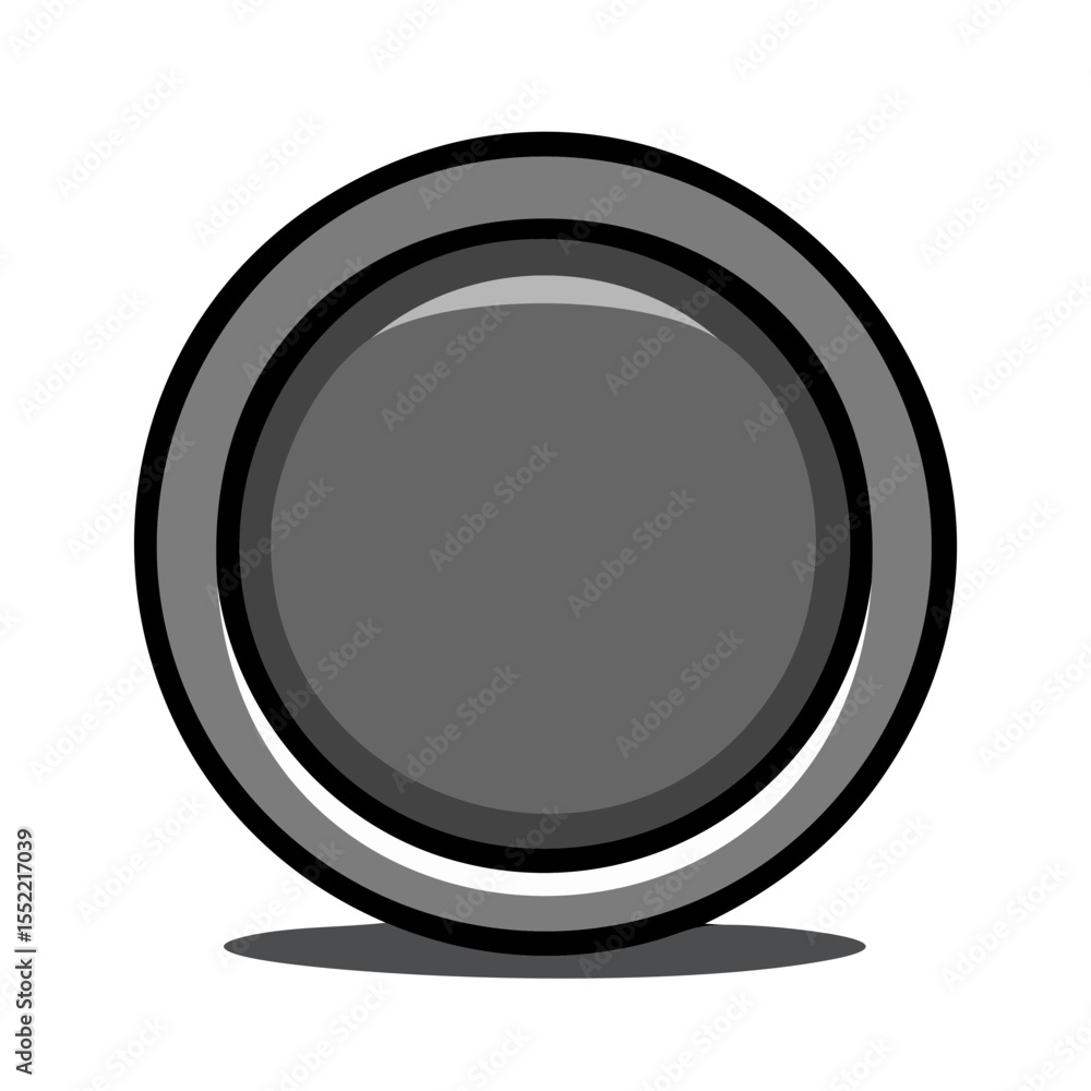 Poster monochromatic circular button design with shadow for ui and app elements