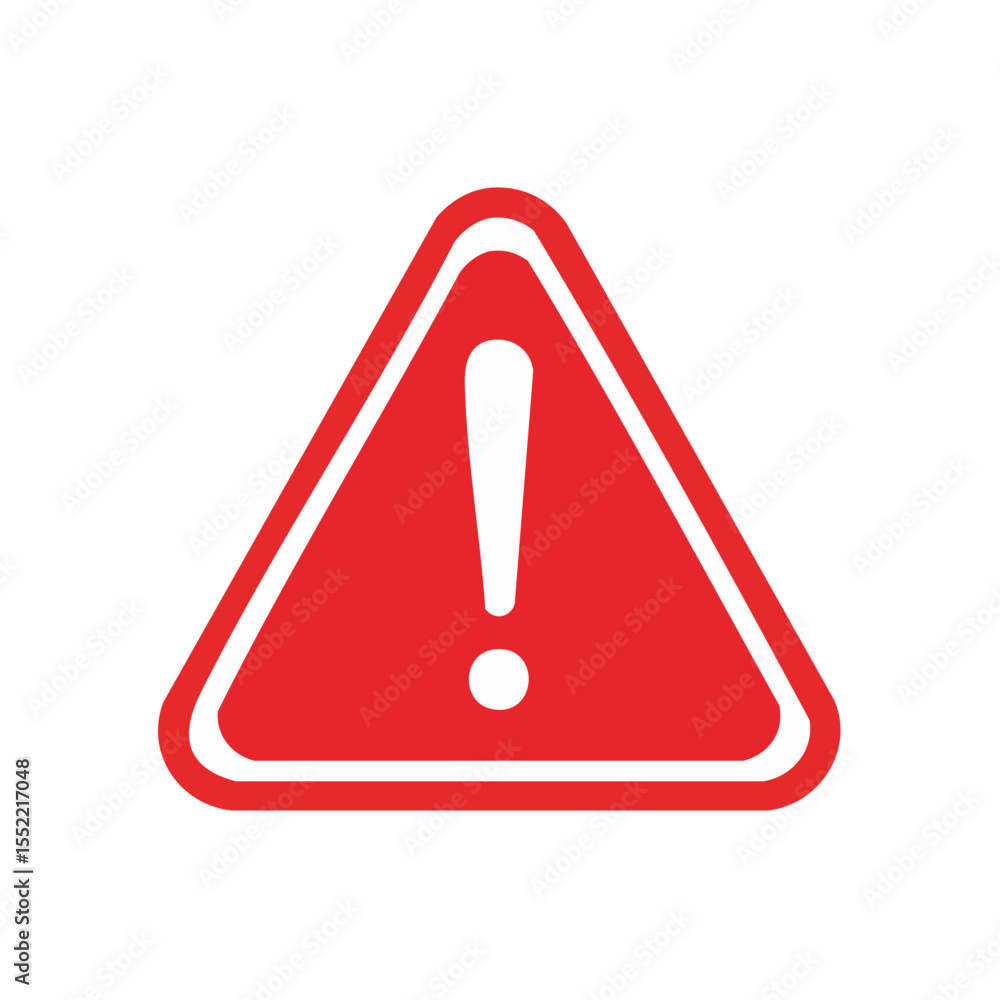 Poster red triangle warning sign with exclamation point indicating danger and caution for safety concerns a